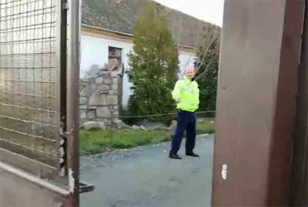 politist care se uita la jurnalisti batuti